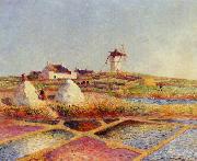 unknow artist Landscape with Mill near the Salt Ponds USA oil painting artist